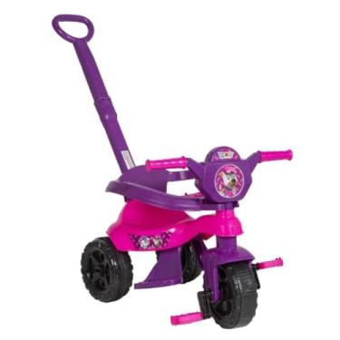 Imagem de Carrinho Triciclo Infantil Passeio Pedal 2 em 1 com Empurrador Kemotoca Baby Dog Rosa Feminino