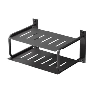 Imagem de IEUDNS 2 Camadas Organizador de casa de parede de prateleira do projetor Instale facilmente a caixa de armazenamento prateada do roteador prático para o, Preto