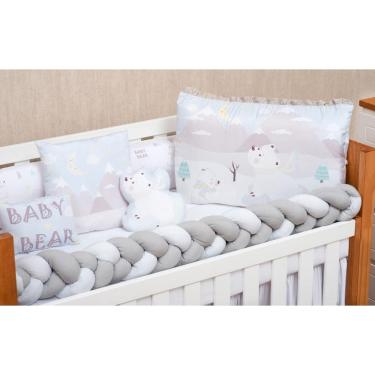 Imagem de Kit Berço 10 Peças Com Enchimento Unisex Ursinho Branco 10P