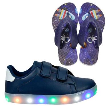 Imagem de Tênis Infantil Masculino Com Led Casual Moderno Confortável Novo +Chin