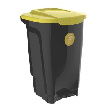 Imagem de Lixeira em plastico t-force preto E amarelo 100 litros