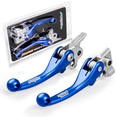 Imagem de Funparts Alavanca de embreagem de freio de bicicleta de sujeira, conjunto de alavancas de embreagem de freio pivô de motocicleta liga de titânio, toque suave, para FC250 FC350 FC450 14-15 FE250 FE350/S FE501/S 14-16 TE250 TE300 14-16 TC250 16 Azul