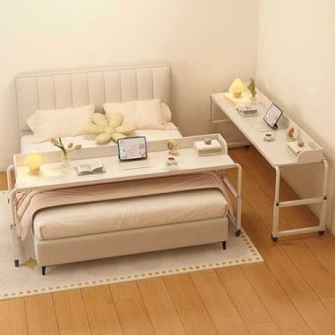 Imagem de Mesa para laptop ajustável em altura de 65 a 95 cm - mesa móvel de estudo para cama de hospital com rodas - prateleira de mesa de computador de escritório para quarto