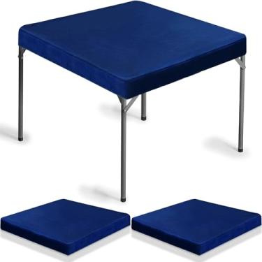Imagem de Frienda Pacote com 2 toalhas de mesa de jogo de feltro 86 x 86 cm, toalha de mesa dobrável para mesa de cartas para jogar pôquer Mahjong (azul marinho)