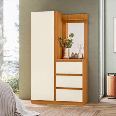 Imagem de Guarda Roupa Átila Cômoda 1 Porta 3 Gavetas com Espelho Móveis Albatro