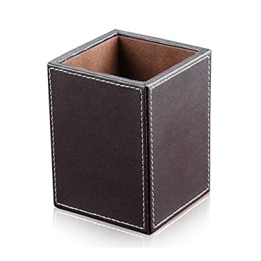 Imagem de Porta-lápis de couro PU organizador de mesa organizador de papelaria acessórios de escritório (cor: padrão de onda amarela) (padrão de onda amarela)