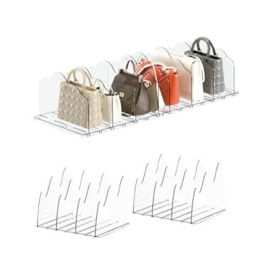 Imagem de KKPOT Organizador de bolsa de acrílico ajustável para prateleira de armário – Divisor de armazenamento de bolsa transparente, suporte de bolso, suporte de embreagem, organizador de prateleira de bolsa