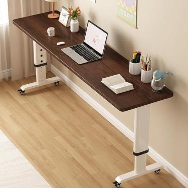 Imagem de Mesa de cama, mesa de cama com rodinhas com altura ajustável, mesa móvel para laptop com perna de metal resistente, para hospital e casa