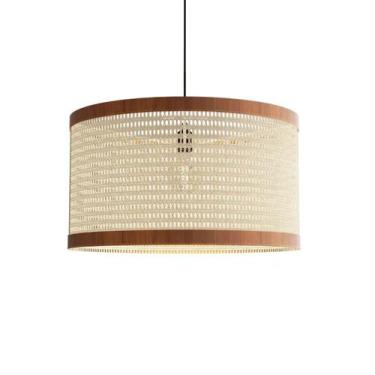 Imagem de Luminária Pendente De Teto Rattan Indiana 30 Cm C/ Lâmpada - Personali