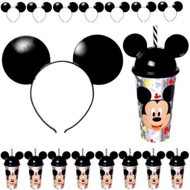 Imagem de Kit 10 Lembrancinhas de Festa Aniversário Tiara e Copo do Mickey - Toy