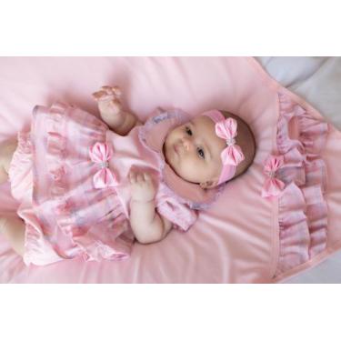 Imagem de Kit Saída Maternidade Menina Curto Rosa Com Voal Verão - BellaDonna Ba