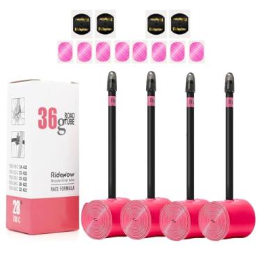 Imagem de CooMeng Pacote Com 4 Câmaras De Ar Ridenow Tpu Ultraleves 700 X 18-32C/32-47C Válvulas Presta 45 Mm/65 Mm/85 Mm Para Bicicleta Estrada Ou Gravel (Inclui Kit Reparo Câmara Ar)