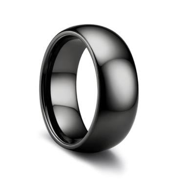 Imagem de ORAZIO Aliança de casamento masculina de aço inoxidável para homens e mulheres 6 mm 8 mm prata ouro preto simples abobadado anel de casamento anel alto polimento conforto ajuste tamanho 6-14, Sem