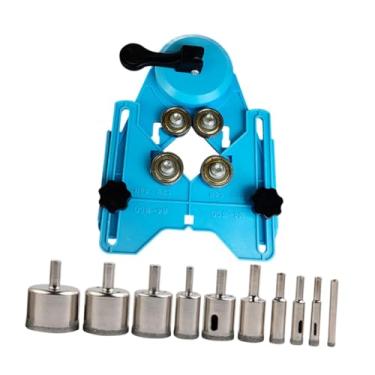 Imagem de Bothyi Localizador do Center Cute Furador de orifícios de orifícios com copo de sucção e 10 bits de localização do de bit do núcleo da, Azul, Ventosa única