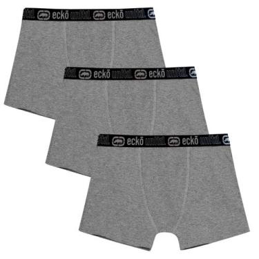 Imagem de Kit 3 Cuecas Masculinas Boxer Cotton Basic Ecko Unltd Cinza, G