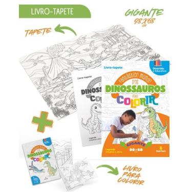 Imagem de Livro e tapete de colorir para criança  Fantástico mundo dos Dinossaur