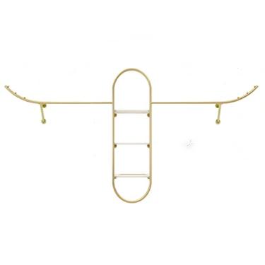 Imagem de CUTPOIY Clothing Rails Heavy Duty Commercail Processo de pintura de camada dupla, trilho exclusivo montado na parede, dourado, economia de espaço, suporte para pendurar roupas para lojas, Ho(D 250 cm)