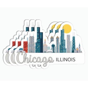 Imagem de Adesivo do horizonte de Chicago Illinois 3 peças - adesivo para tablet - adesivo para laptop - adesivo de garrafa de água - adesivo de Chicago - adesivo para amantes de viagens