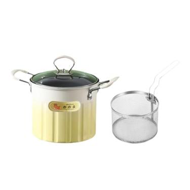 Imagem de ＫＬＫＣＭＳ Fritadeiro Deep Frys com cesta de filtro Universal Untick Soup Sope Pot tampa de vidro para fritar frango frito batatas fritas cozinha em casa