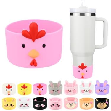 Imagem de Linda bota de silicone animal para copo Stanley de 1,134 g, capa protetora inferior Stanley Cup, acessórios para botas Stanley Cup (rosa frango)