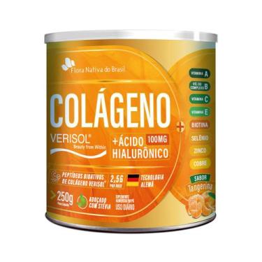 Imagem de Colágeno Ácido Hialurônico suplemento em pó sabor tangerina 250g Flora
