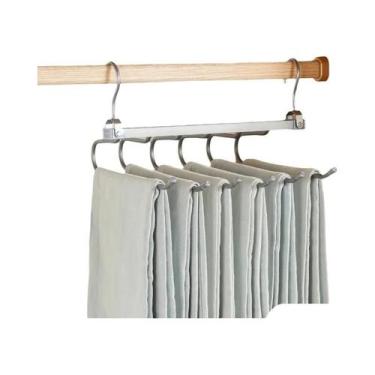 Imagem de Cabides de Calças de Alumínio 6 Camadas - Organizador de Roupas com Ec