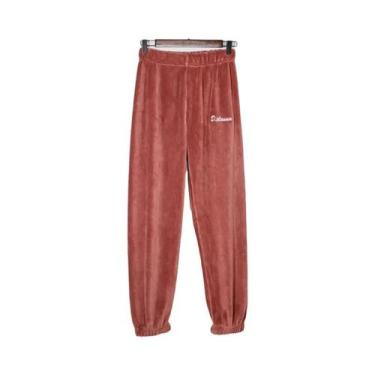 Imagem de Calças de Pijama de Lã Coral Feminina - Quente e Engrossada para Outon