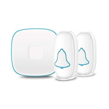 Imagem de Campainha sem fio, campainha à prova d'água BoYing com 38 melodias e flash LED, alcance de 1000 metros, volume de 4 níveis, 2 botões remotos e 1 receptor, branco