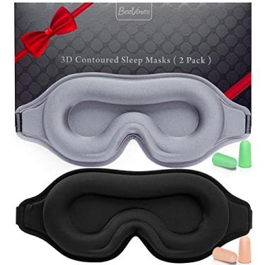 Imagem de BeeVines Máscara para dormir, pacote com 2 máscaras para dormir com contorno 3D para extensões de cílios, capas moldadas à noite com alça ajustável, extensão de cílios de cobertura de sombra para