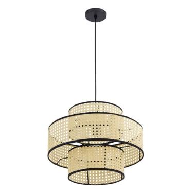 Imagem de Oikos - Luminária Pendente Tela 40cm Degradê Palha Indiana Rattan Moderna