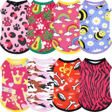 Imagem de JpGdn 8 peças/pacote de camisetas femininas para cães médios, meninas, regatas sem mangas, colete macio, leve, esticável, roupas rosa, roxo, M