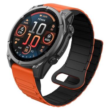 Imagem de MYSNBKN Pulseiras de relógio compatíveis com Garmin Fenix 8 de 47 mm/Fenix 7/Fenix 6, pulseira magnética de silicone dupla face de 22 mm para relógio inteligente Garmin Fenix 7 Pro/Fenix 6 Pro/Fenix 5