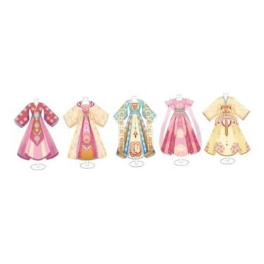Imagem de YIJU Kit de materiais para roupas antigas chinesas Kit para fazer roupas Desenvolvimento de habilidades Traje antigo Vestido tradicional chinês elegante, 5 Manequins