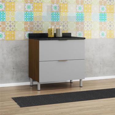 Imagem de Balcão Duplo Rubi Com 2 Gavetões Bartira Grapia Platinum