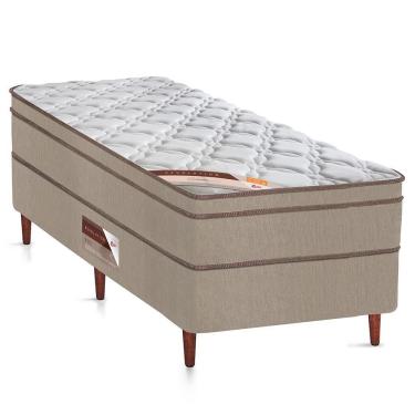Imagem de Cama Box Solteiro Castor Revolution Com Molas Ensacadas 66X88X188Cm Branco Com Bege