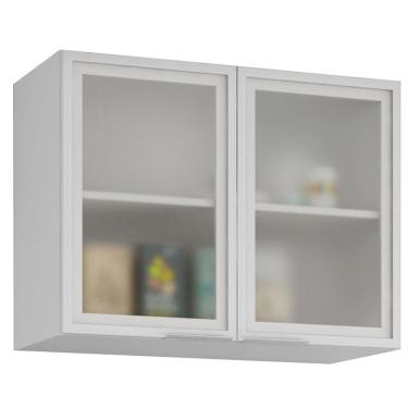 Imagem de Armário Aéreo Rubi Com 2 Portas De Vidro Bartira Branco