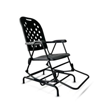 Imagem de Cadeira De Balanço Dobrável Aço Carbono Reforçado Com Descanso De Pé - Preto