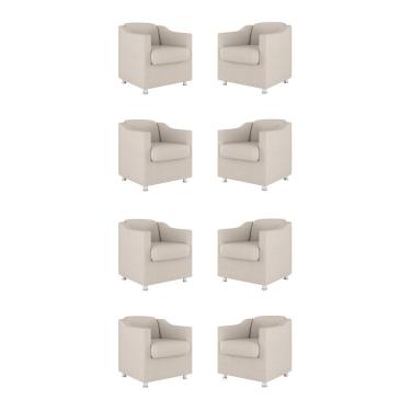 Imagem de Kit 08 Cadeiras Poltronas Decorativas Sala De Espera Clinica Tecido Cor:bege