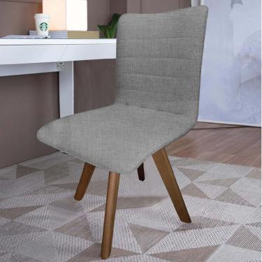 Imagem de Cadeira Giratória Zack Para Sala De Jantar Escritório Base Madeira Linho Cinza - Amey Decor