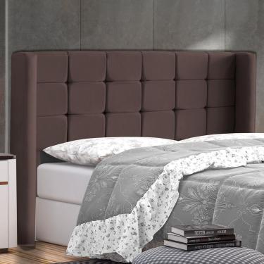 Imagem de Cabeceira Cama Box Casal King Size Gioconda 195cm Com Frame Suede Marrom - Abmaza