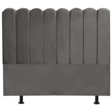 Imagem de Cabeceira Nuvem Cama Queen 160 Cm Alanis Suede Cinza Escuro