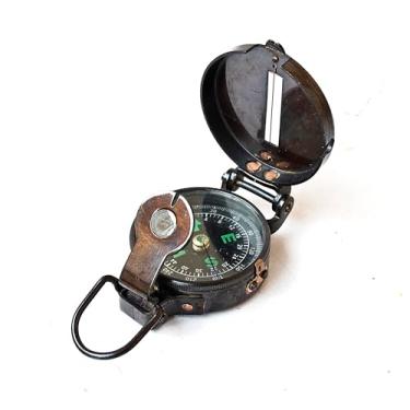 Imagem de Bússola Lensatic Black Military Vintage Marinha de navegação antiga, 7,6 cm, latão antigo