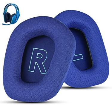 Imagem de Wzsipod Almofadas De Substituição Tecido Para Fone Ouvido Gamer Logitech G733, Também Compatível Com Sem Fio G335, Acessórios Auriculares Malha Macia E Espuma Isolante (Azul)