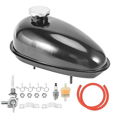 Imagem de TRKIMAL Tanque De Combustível Metal Com Tampa Petcock Para Motores 49Cc, 50Cc, 60Cc, 66Cc E 80Cc, Bicicleta Motorizada, Preta, Esportes Motorizados (3L/0,79 Galões)