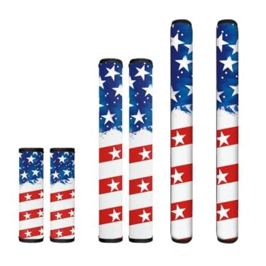 Imagem de NETILGEN Bandeira Americana, 6 peças, capas de maçaneta de geladeira para geladeira, lava-louças, micro-ondas, antiderrapante, decoração de eletrodomésticos de cozinha, 4 de julho, Dia da