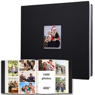 Imagem de Álbum de fotos 10 x 15 cm, capa de couro de capacidade extra grande, álbuns de fotos de casamento e família, comporta 1000 fotos horizontais e verticais, páginas sem ácido, 10 x 15 cm, álbum de fotos