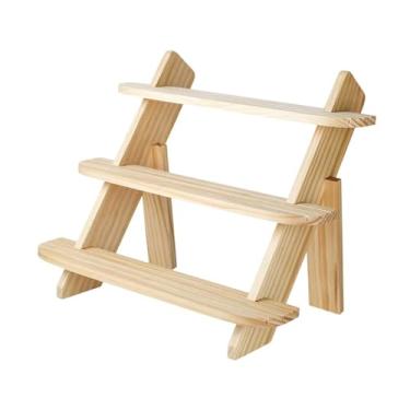 Imagem de Fenteer Display de madeira riser figuras expositor decorativo mesa prateleira expositor colecionáveis ​​para bonecas cosméticos