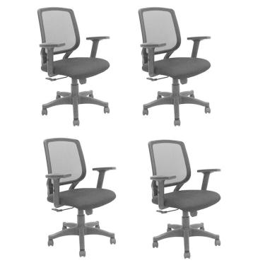 Imagem de Kit com 4 Cadeiras de Escritório Diretor Giratória Office Ávila Preto