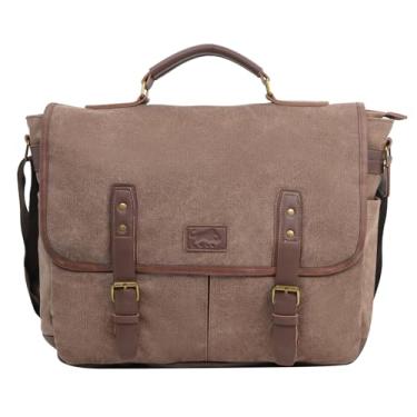 Imagem de Bolsa carteiro masculina vintage para laptop – Bolsa de lona para trabalho, viagens e negócios – Bolsa transversal com vários bolsos com alça ajustável – presente para ele