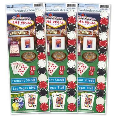Imagem de Paper House Productions Pacote com 3 folhas de adesivos de cartolina de Las Vegas para artesanato, álbuns de recortes e coleções - Tocar Strip